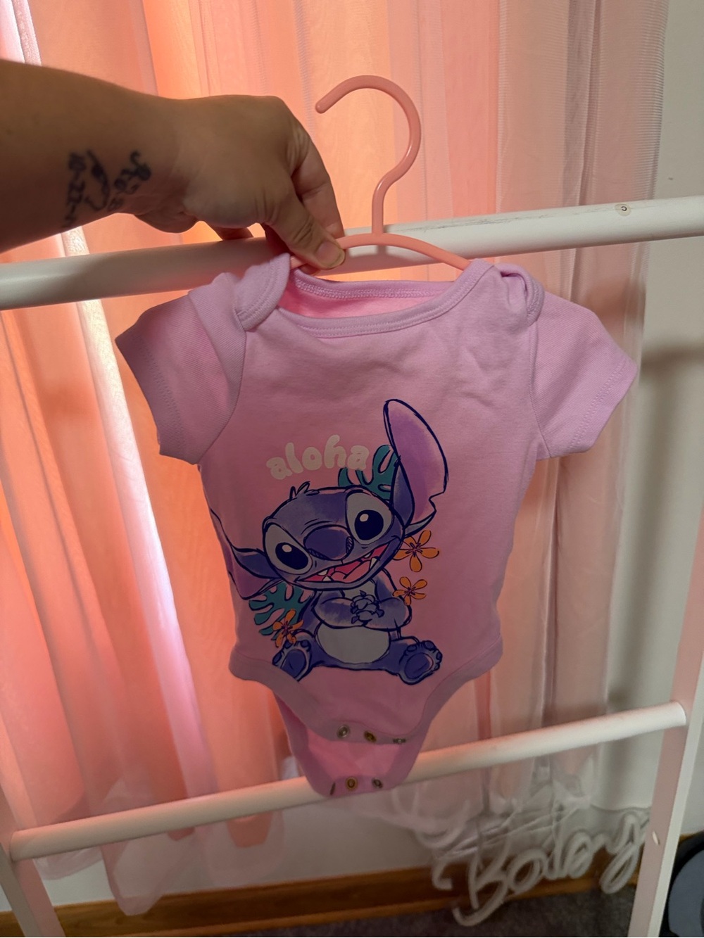 Disney Stitch Aloha Baby Infant Bodysuit Size 9 Months